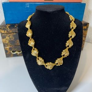 Vintage Gold Tone Leaf Necklace